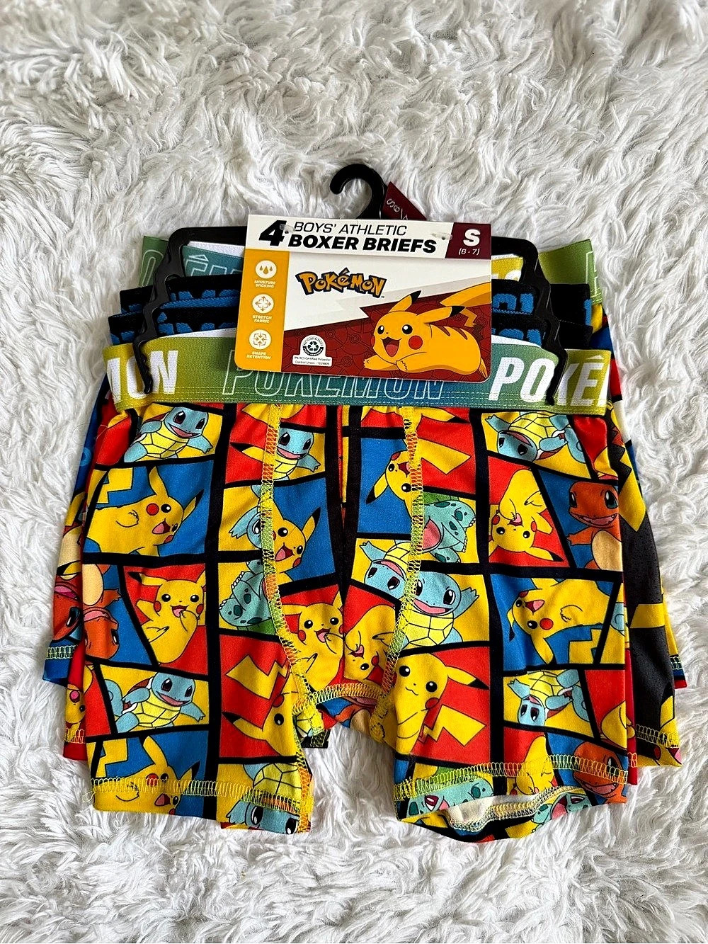 Pokemon Boys Athletic Boxer Briefs 4-Pack Boys Small Red & Black